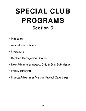 Adventurer Induction Ceremony Program PDF  Form