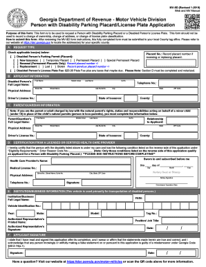  Person with Disability Parking PlacardLicense Plate Application 2019-2024