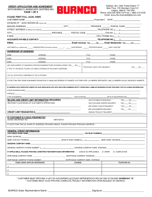  Landscape Centres Credit Application BURNCO 2017-2024