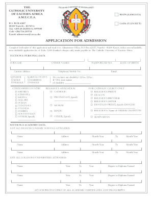 Cuea Admission  Form