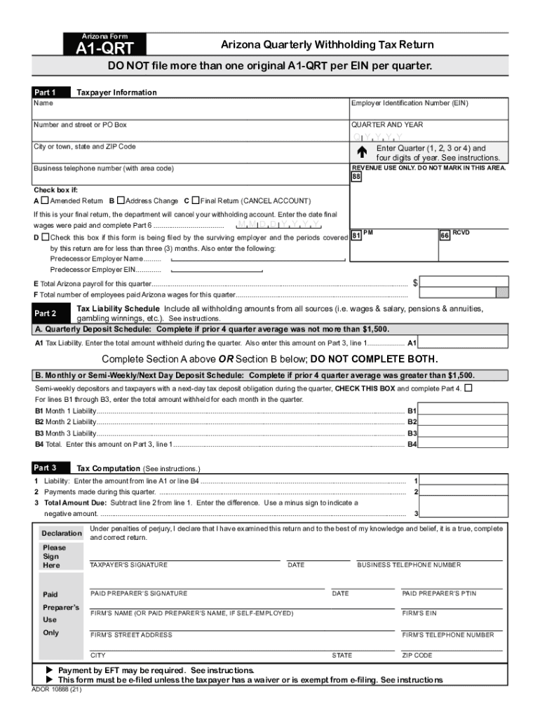  Arizona Form A1 R 2021-2024