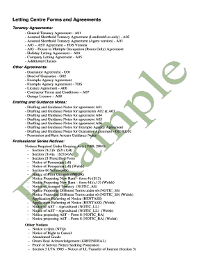 The Letting Centre Tenancy Agreement  Form