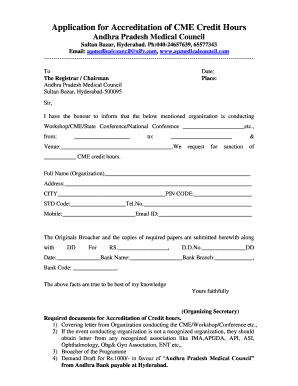 Application for Accreditation of CME Credit Hours Indian Medical  Form
