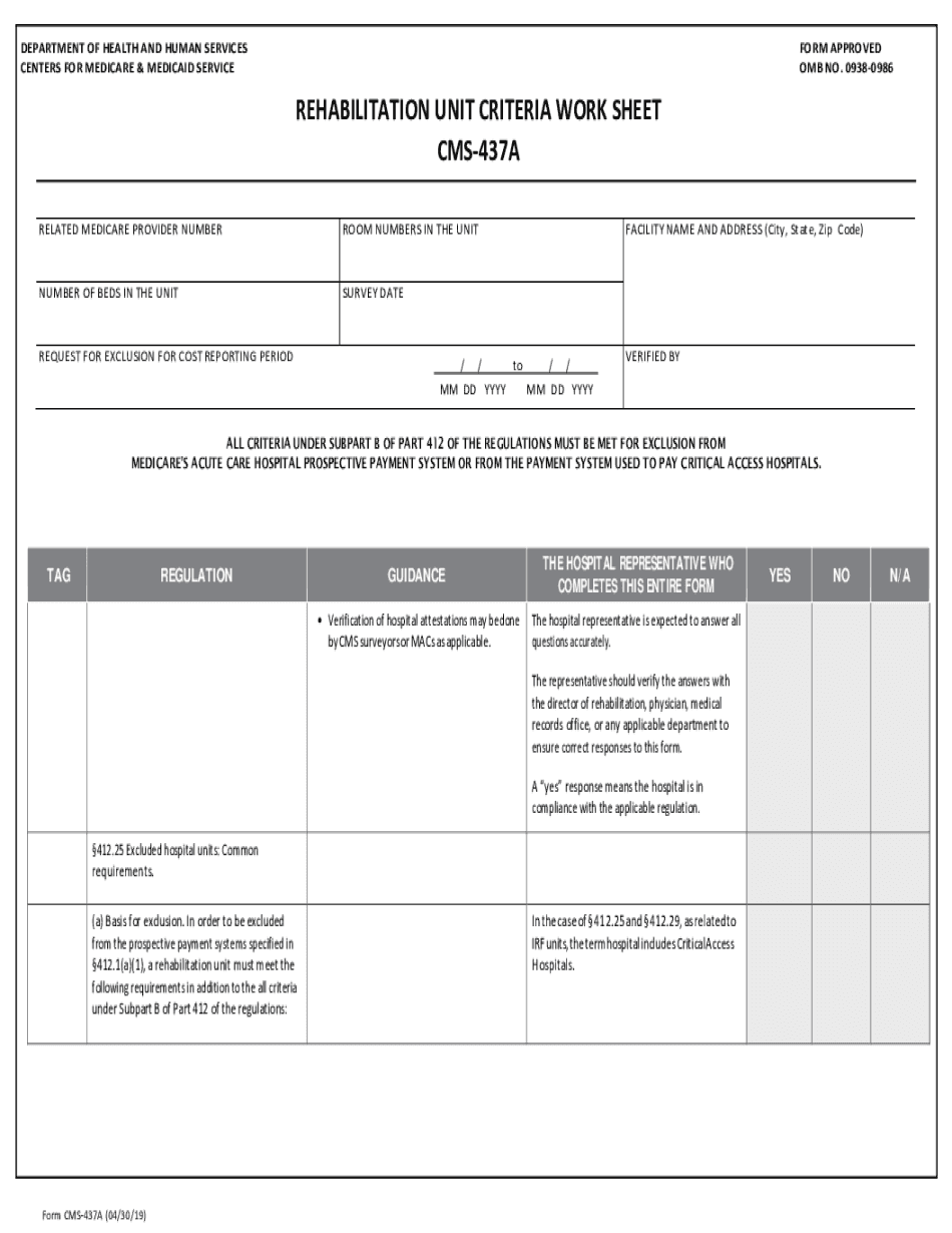 REQUEST for EXCLUSION for COST REPORTING PERIOD Form