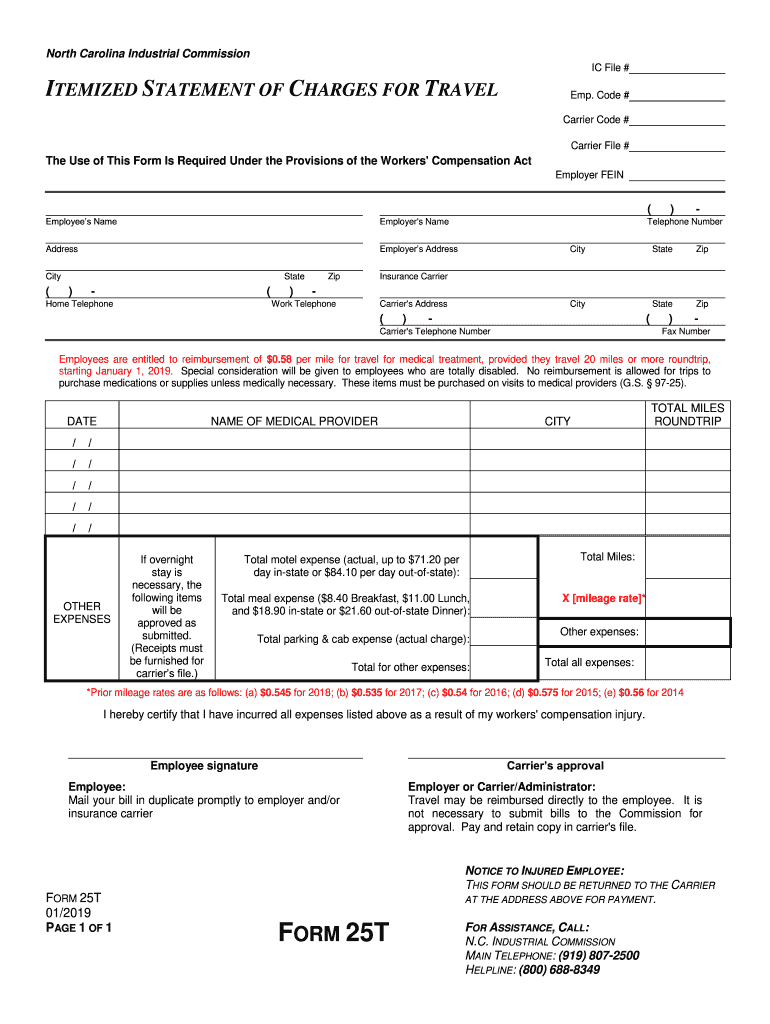 Form 25t Mileage