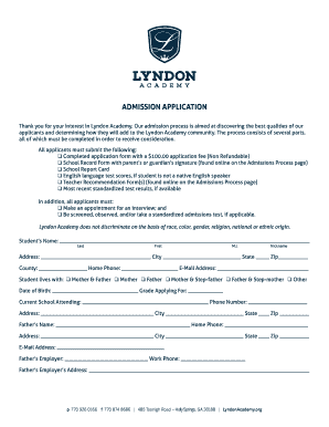 Get and Sign Thank You for Your Interest in Lyndon Academy  Form