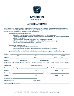 Thank You for Your Interest in Lyndon Academy  Form