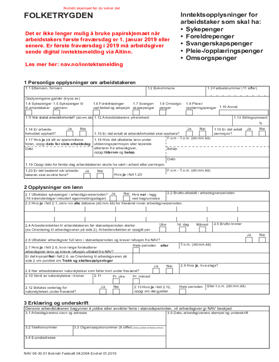 Inntektsopplysninger  Form