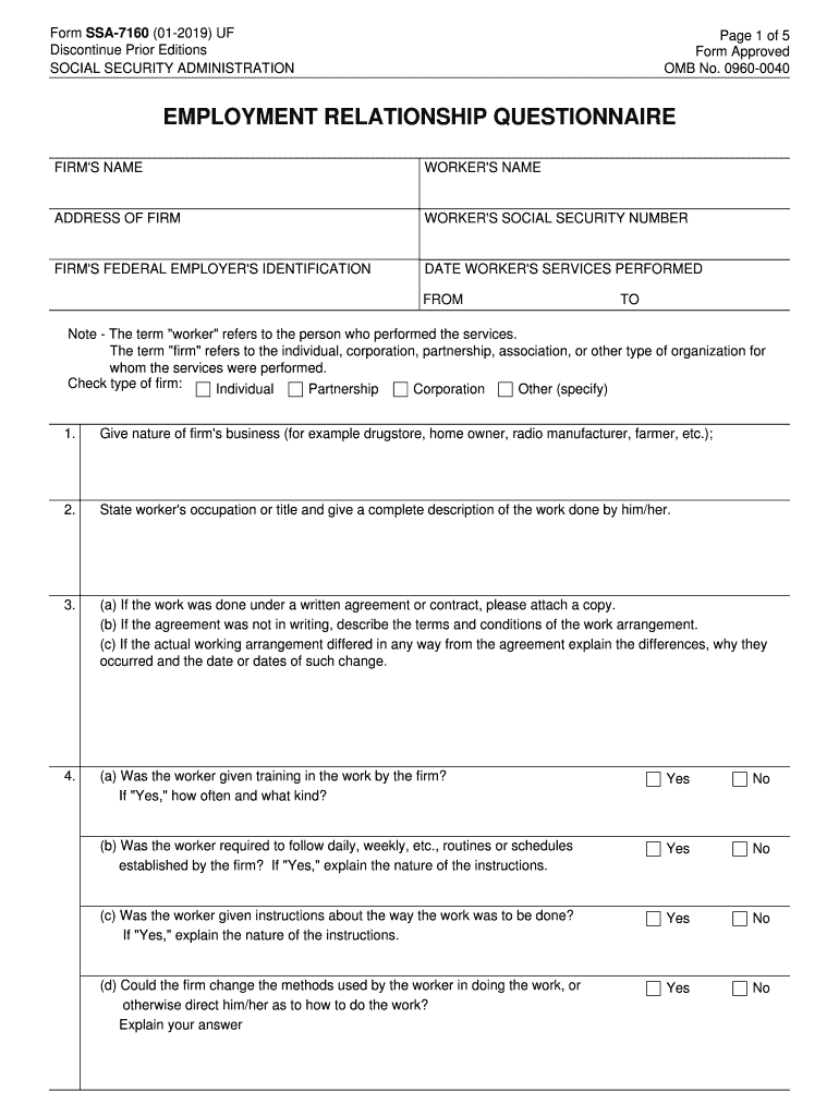 Employment Relationship Questionnaire Employment Relationship Questionnaire  Form