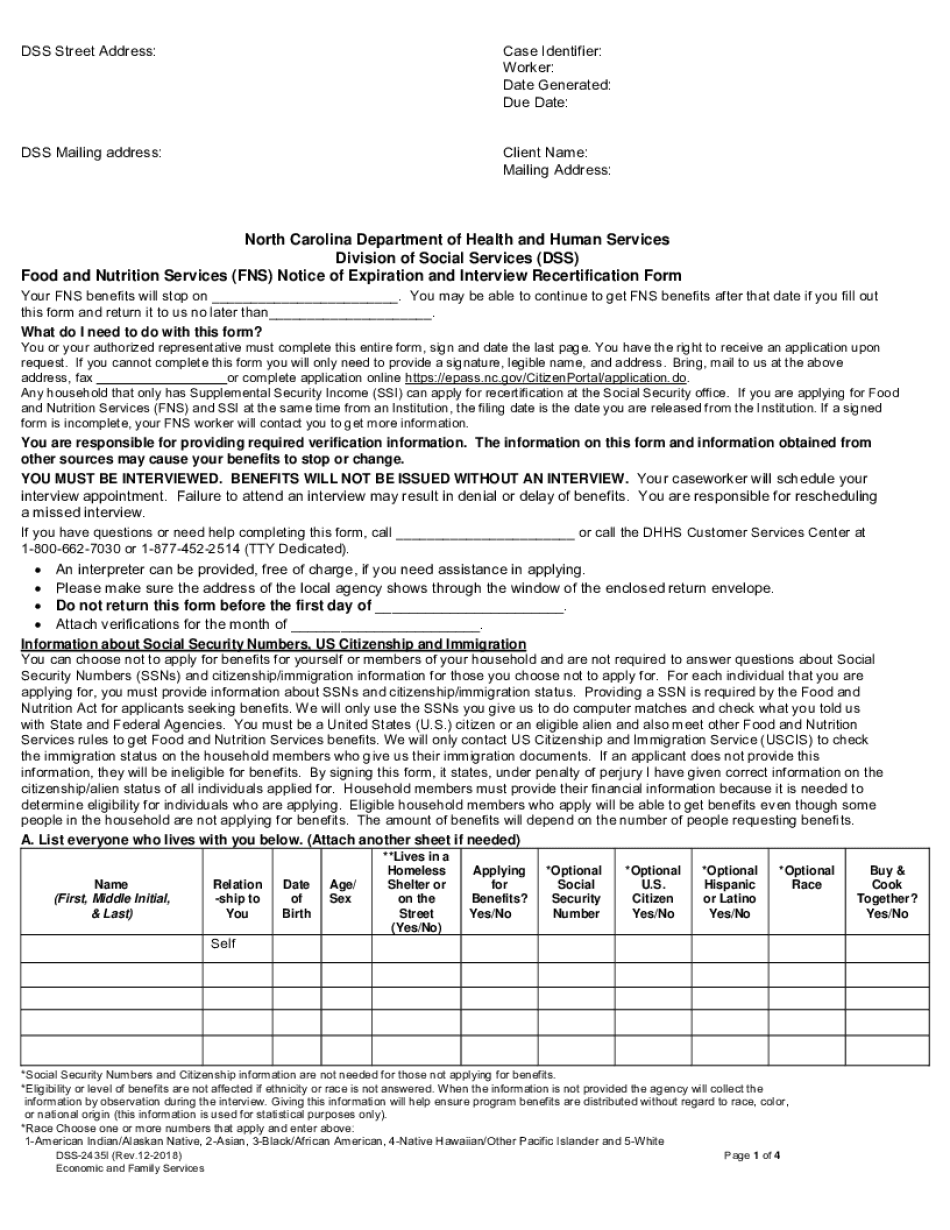 Division of Social Services DSS  Form