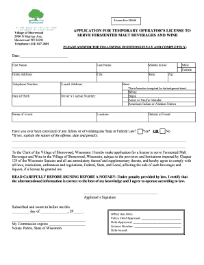 Temporary Operators Form