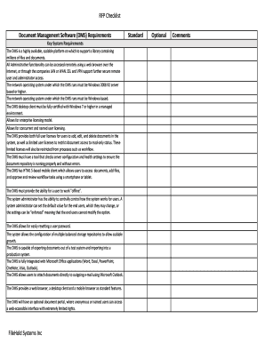 Document Management System Requirements Checklist  Form