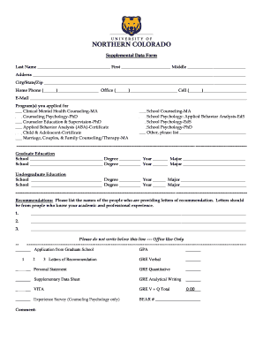 Supplemental Data Form