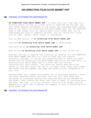 On Directing Film David Mamet PDF  Form