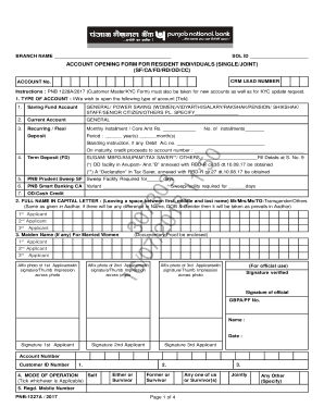 Account Opening Form for Resident Individuals Part 1