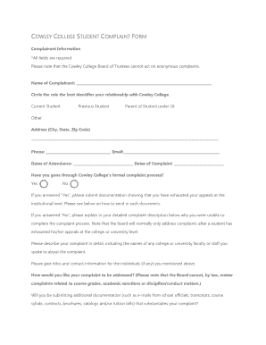 Academic Affairs Policy 255 for Cowley College  Form