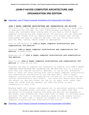 John P Hayes Computer Architecture and Organization 3rd Edition PDF Download  Form