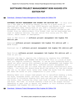 Software Project Management Bob Hughes 5th Edition PDF  Form