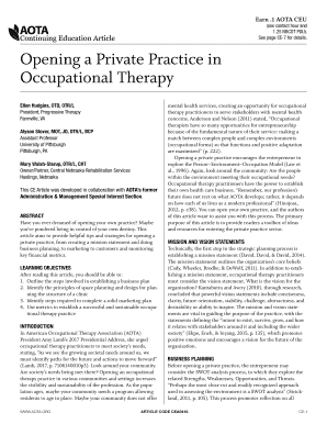 Private Practice Occupational Therapy  Form