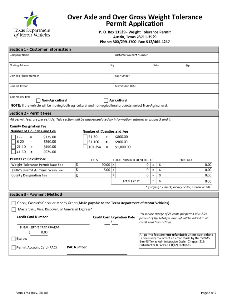  Renew My over Axle over Gross Weight Tolerance Permit 2018-2024