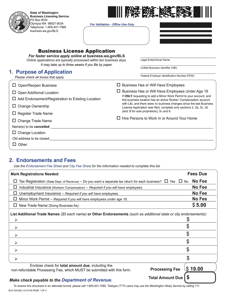  Washington License Form 2018