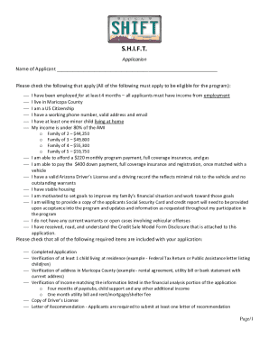 Shift Program Az  Form