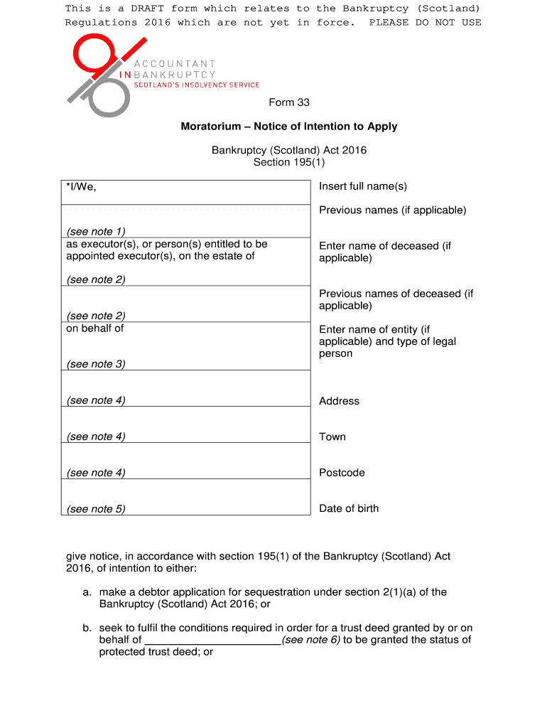 Moratorium Form 33