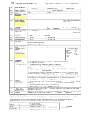 Letter of Credit Application HNB  Form