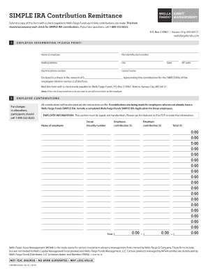  SIMPLE IRA Contribution Remittance Wells Fargo Funds 2018