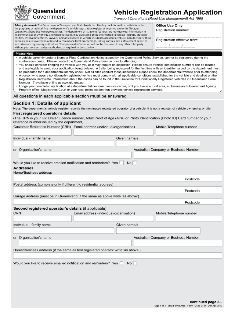  Privacy Statement the Department of Transport and Main Roads is Collecting the Information on This Form 2019