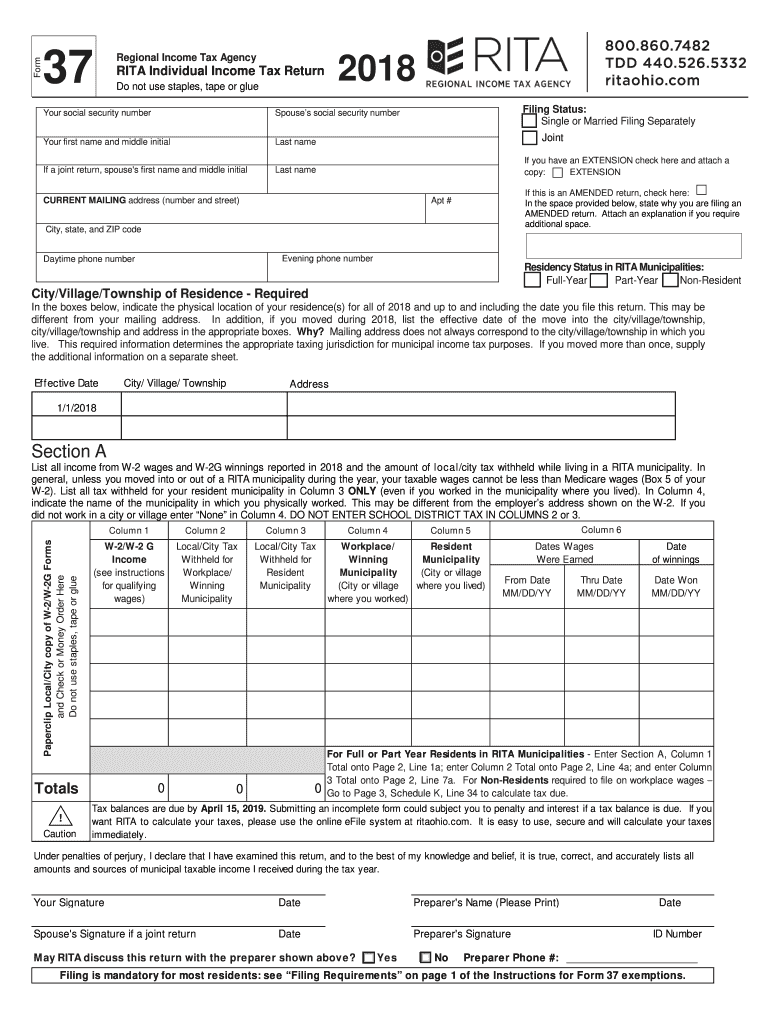  Rita Form 2018