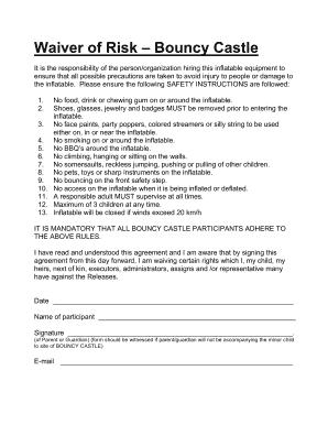 Bouncy Castle Waiver  Form