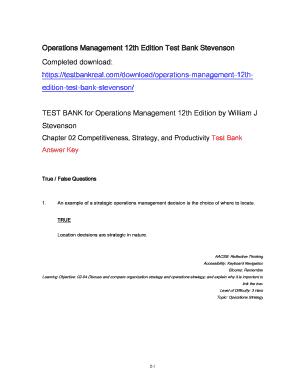 Operations Management Stevenson 12th Edition Test Bank PDF  Form