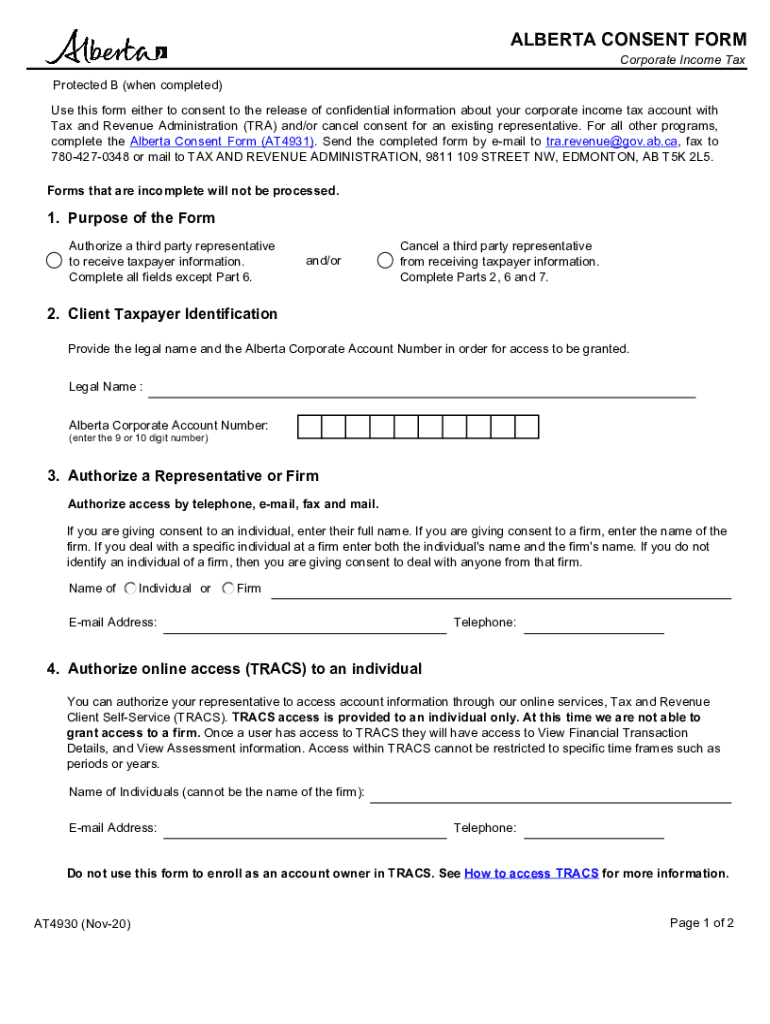  Alberta Consent Form 2020