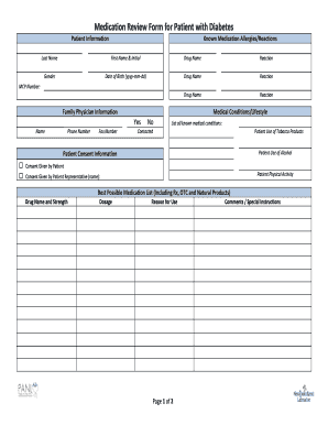 Medication Review Form Panl Net