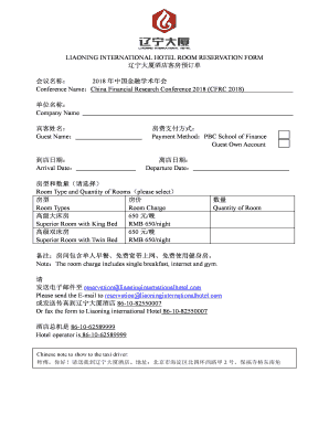 LIAONING INTERNATIONAL HOTEL ROOM RESERVATION FORM