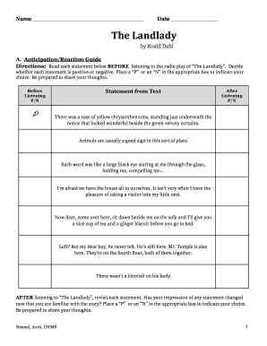 The Landlady Anticipation Guide  Form