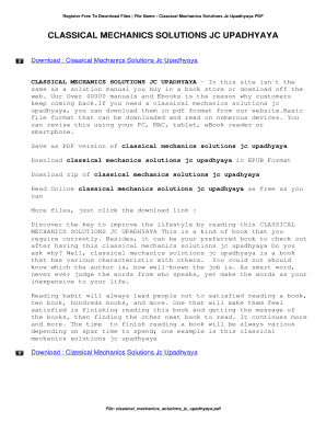 Classical Mechanics Solutions Jc Upadhyaya Classical Mechanics Solutions Jc Upadhyaya Form