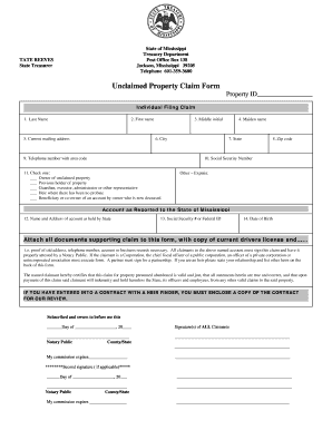 Unclaimed Property Claim Form DOC