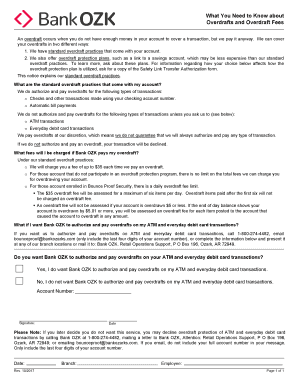 Bank Ozk Overdraft Protection  Form