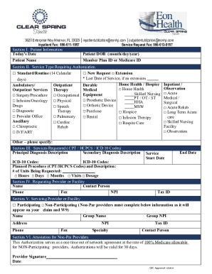 Clear Spring Health Prior Authorization Form