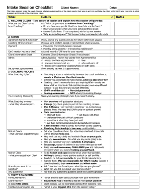 Intake Session Checklist  Form