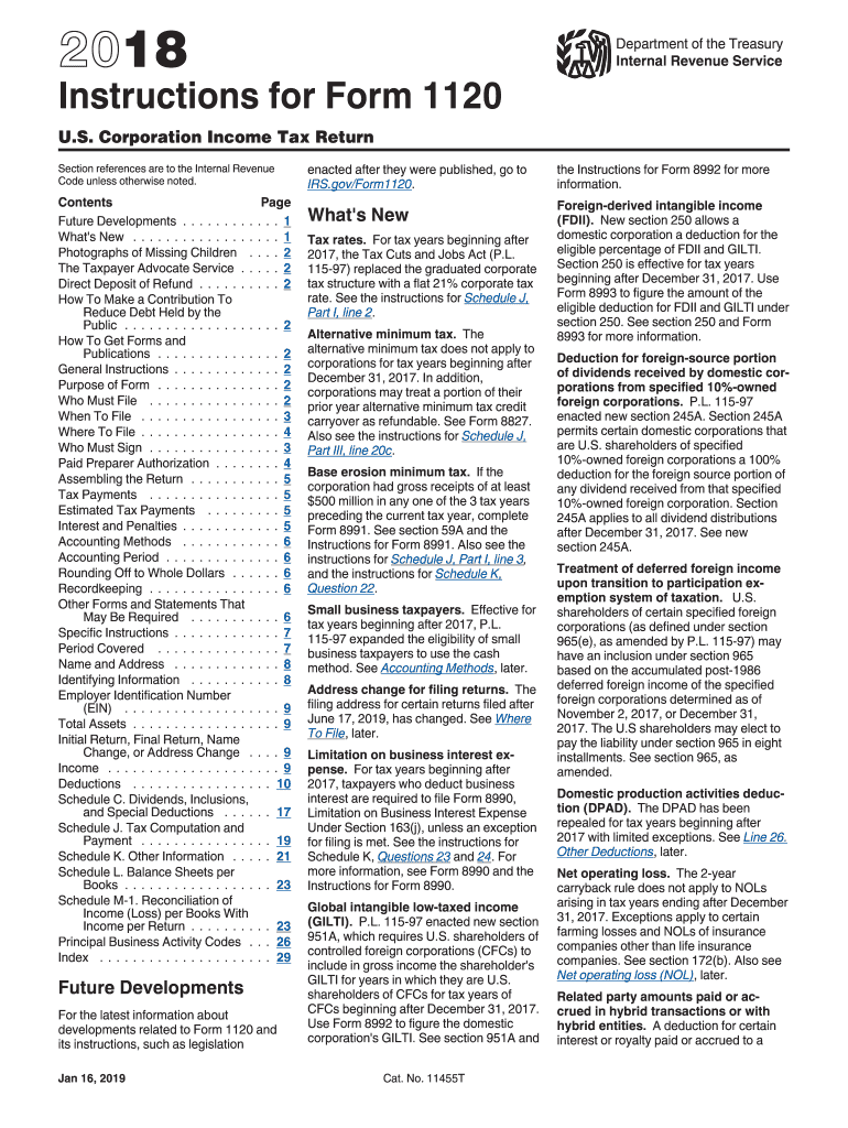  Form 1120 Instructions 2018