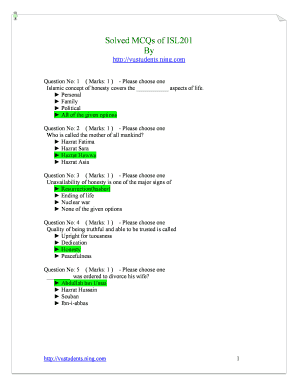 Isl201 Mcqs PDF  Form