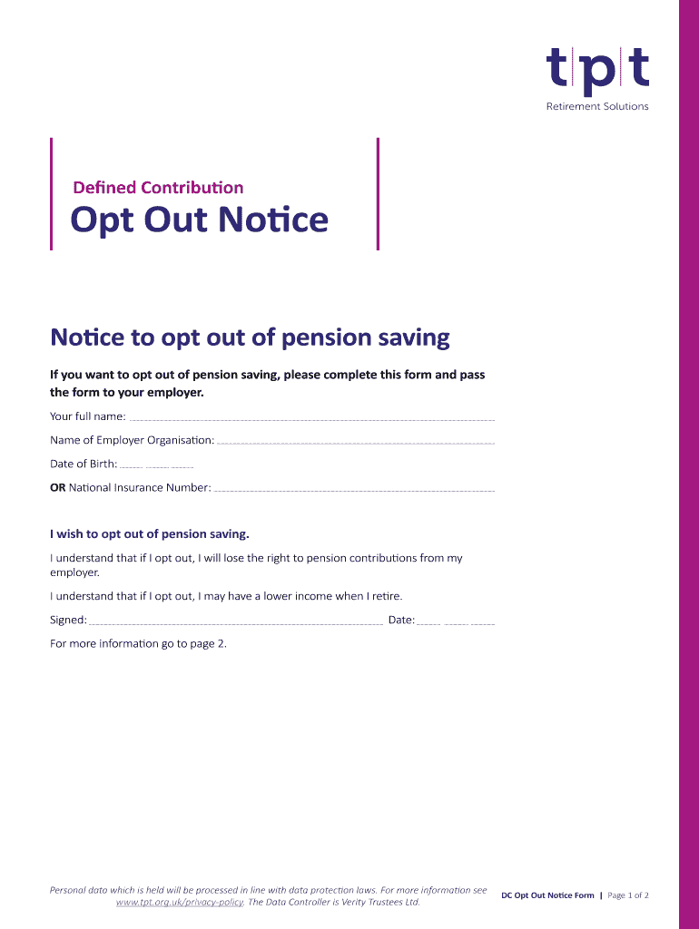 Opt Out Form Template