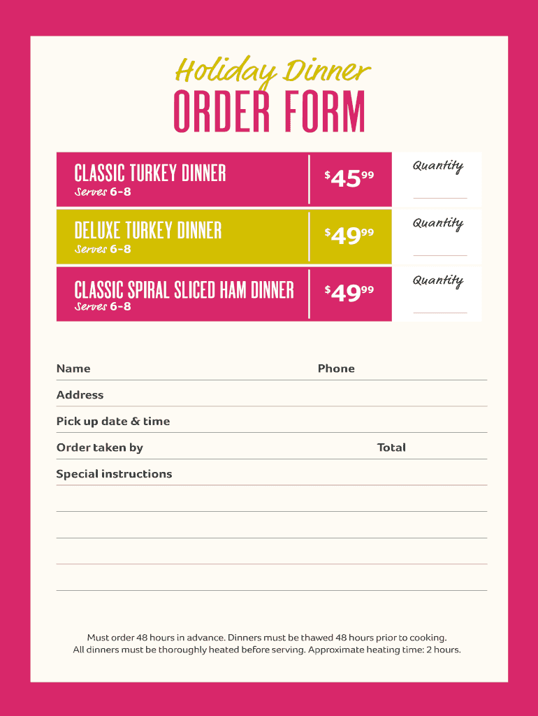 Holiday Dinner ORDER FORM