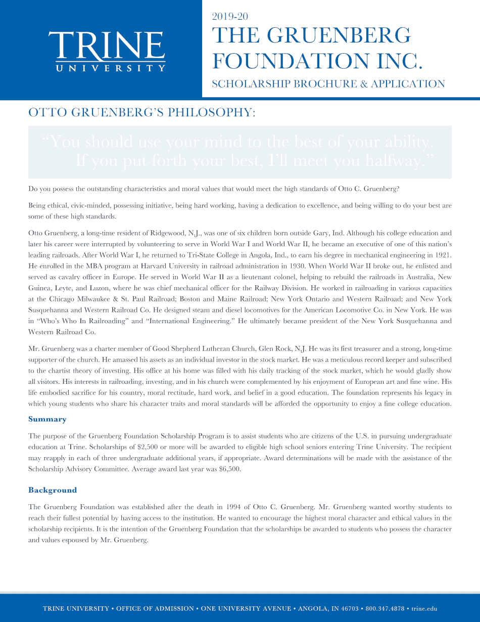  Trine Gruenberg Scholarship 2019-2024