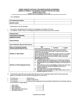 Construction Bbbee Affidavit  Form