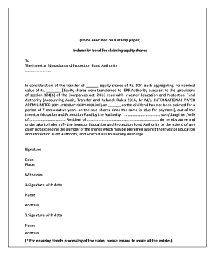 Iepf Indemnity Bond Sample  Form