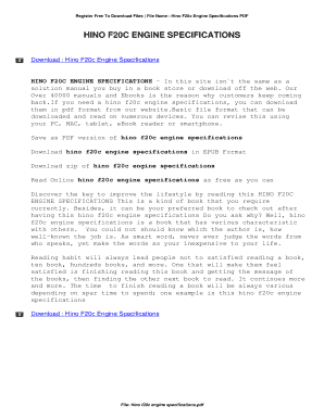 Hino F20c Engine Specifications  Form